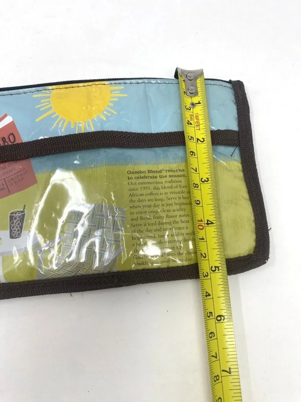 Recycled Repurpose Starbucks Coffee Wrapper Zip Pouch 2 Compartments  B8